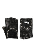Dolce & Gabbana Black Embellished Wrist Length Mitten Women Gloves