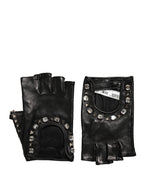 Dolce & Gabbana Black Embellished Wrist Length Mitten Women Gloves