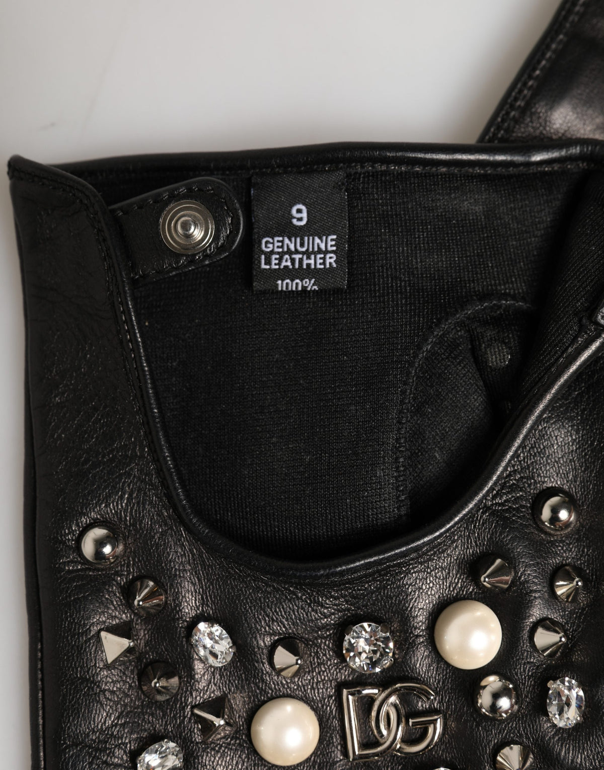 Dolce & Gabbana Black Embellished Wrist Length Mitten Women Gloves - Eljoys Fashion 
