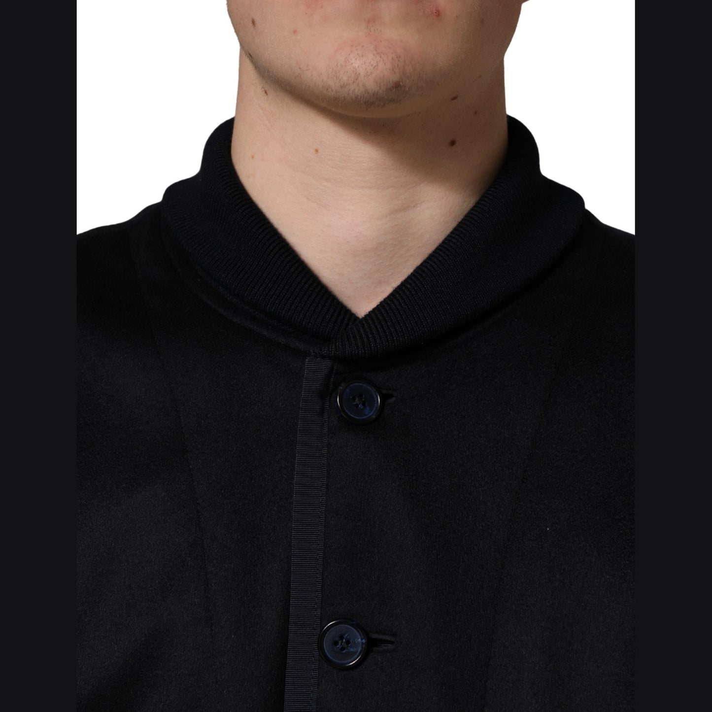 Dolce & Gabbana Black Cashmere Knitted Button Down Jacket