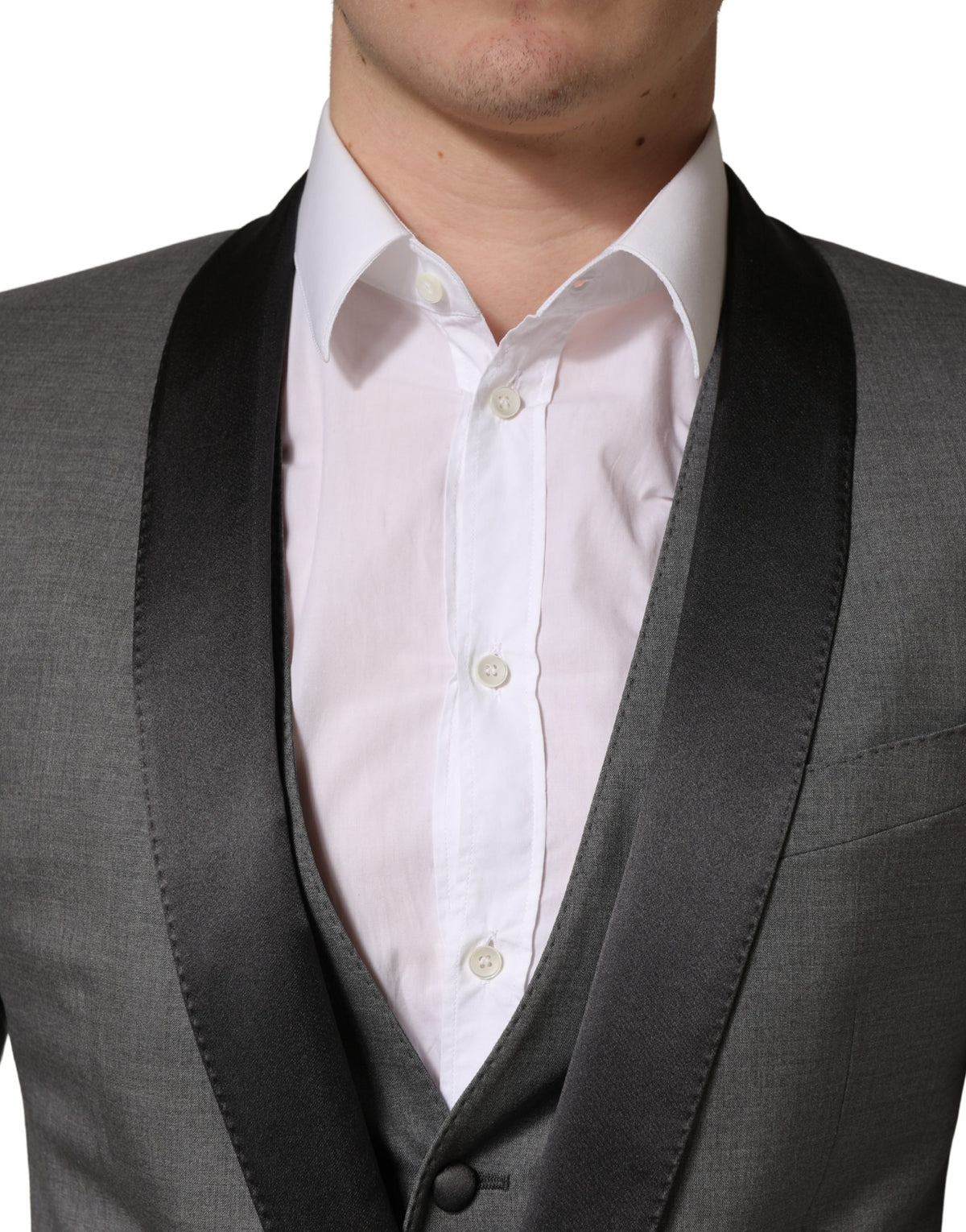 Dolce & Gabbana Gray Wool Single Breasted 1 Button 3PC Suit - Eljoys Fashion 