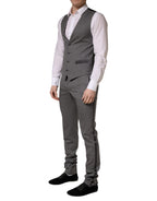 Dolce & Gabbana Gray Wool Single Breasted 1 Button 3PC Suit - Eljoys Fashion 