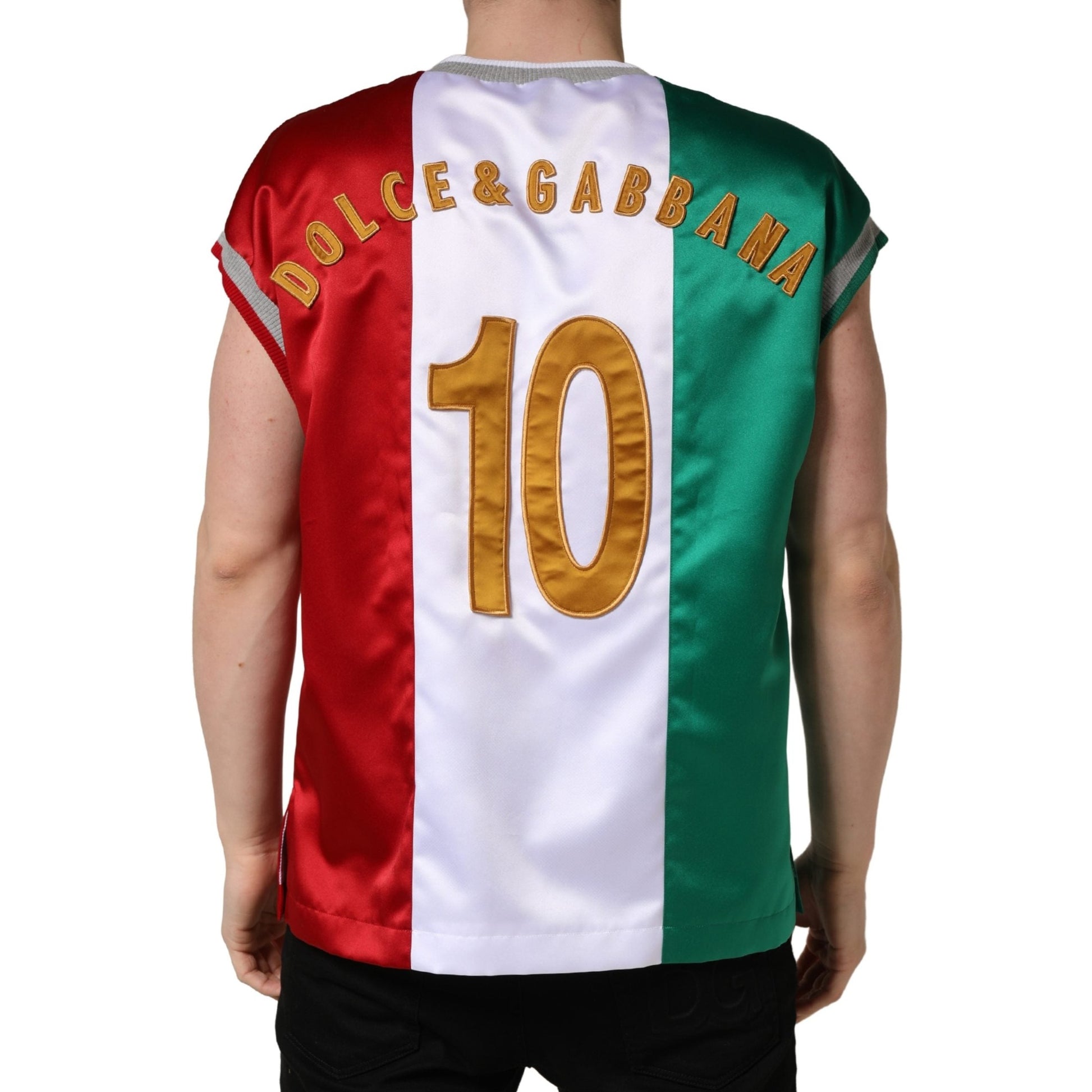 Dolce & Gabbana Multicolor Italia DG Logo Satin Tank T-shirt