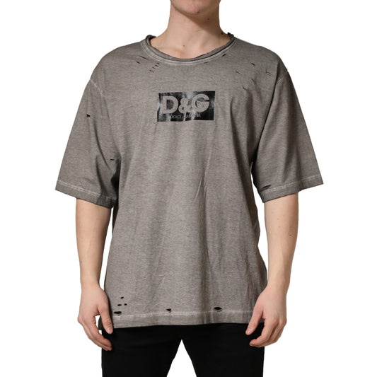 Dolce & Gabbana Gray DG Logo Print Cotton Round Neck T-shirt