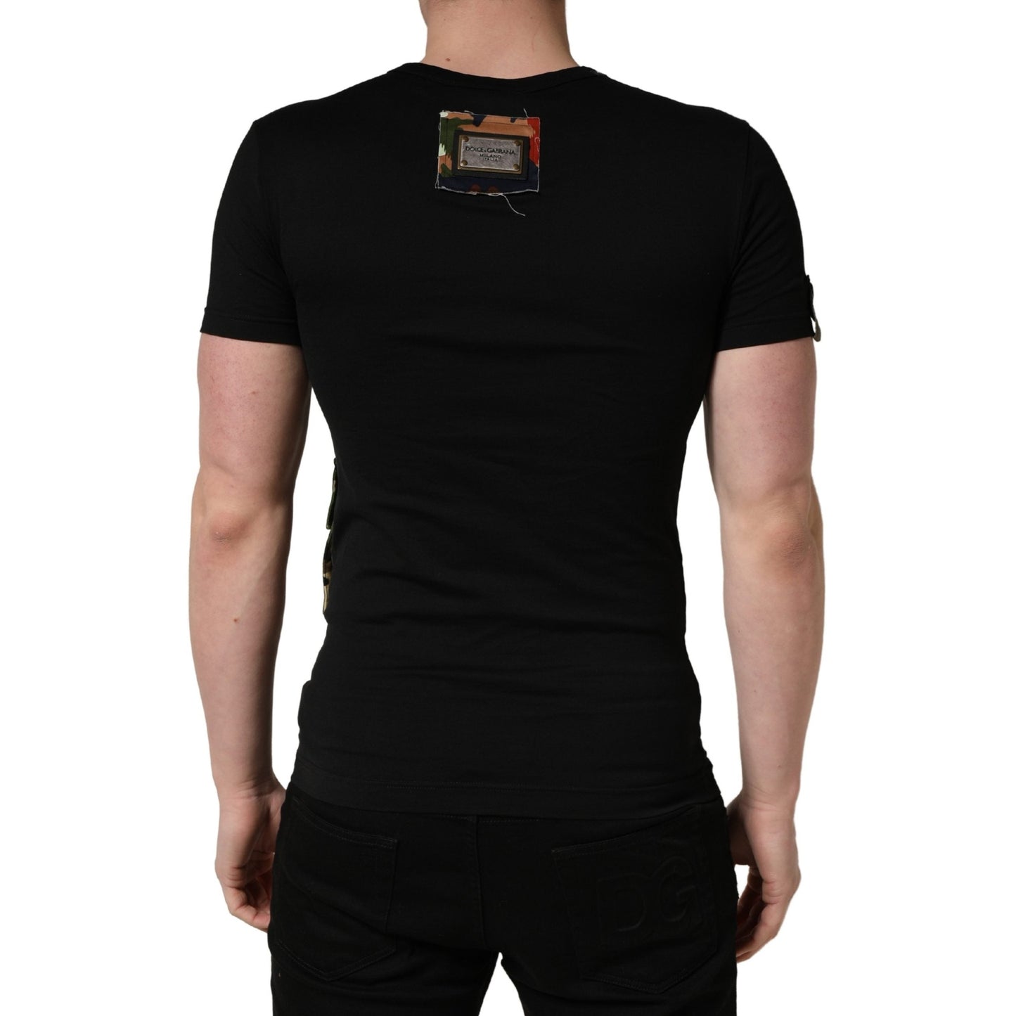 Dolce & Gabbana Black Italians Do It Better Camo Pocket Men T-shirt