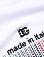 Dolce & Gabbana White Barcode Cotton Crew Neck Men T-shirt