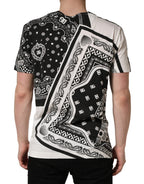 Dolce & Gabbana Black White Bandana Cotton Crew Neck  T-shirt - Eljoys Fashion 