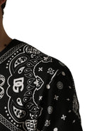 Dolce & Gabbana Black White Bandana Cotton Crew Neck  T-shirt - Eljoys Fashion 