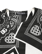 Dolce & Gabbana Black White Bandana Cotton Crew Neck  T-shirt - Eljoys Fashion 