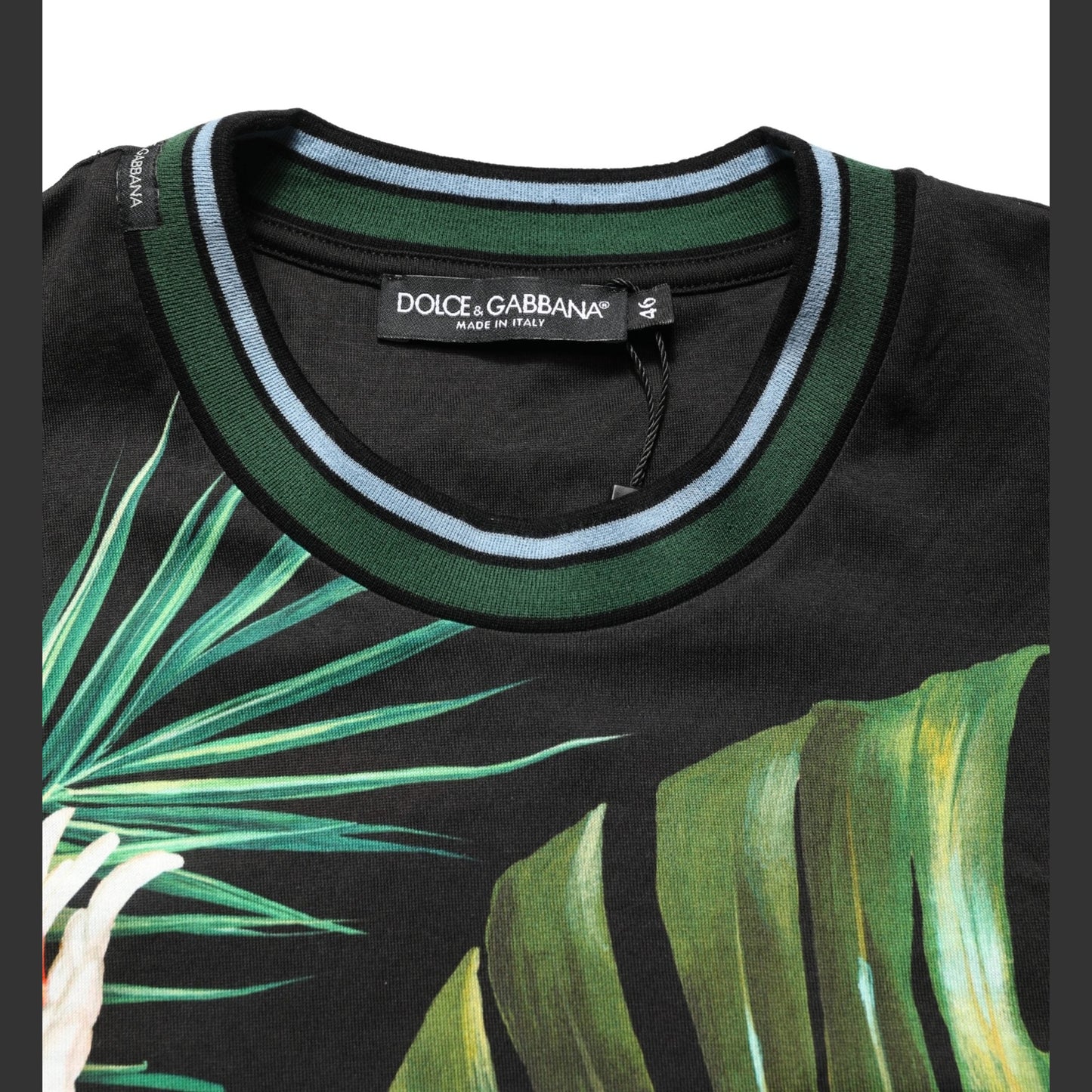 Dolce & Gabbana Black Bird Print Cotton Men Crew Neck T-shirt
