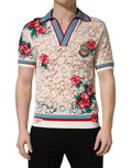 Dolce & Gabbana Beige Floral Tennis Club Lace Polo T-shirt - Eljoys Fashion 