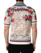 Dolce & Gabbana Beige Floral Tennis Club Lace Polo T-shirt - Eljoys Fashion 
