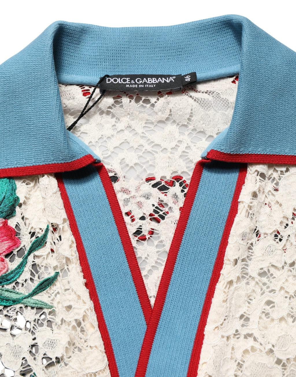 Dolce & Gabbana Beige Floral Tennis Club Lace Polo T-shirt - Eljoys Fashion 