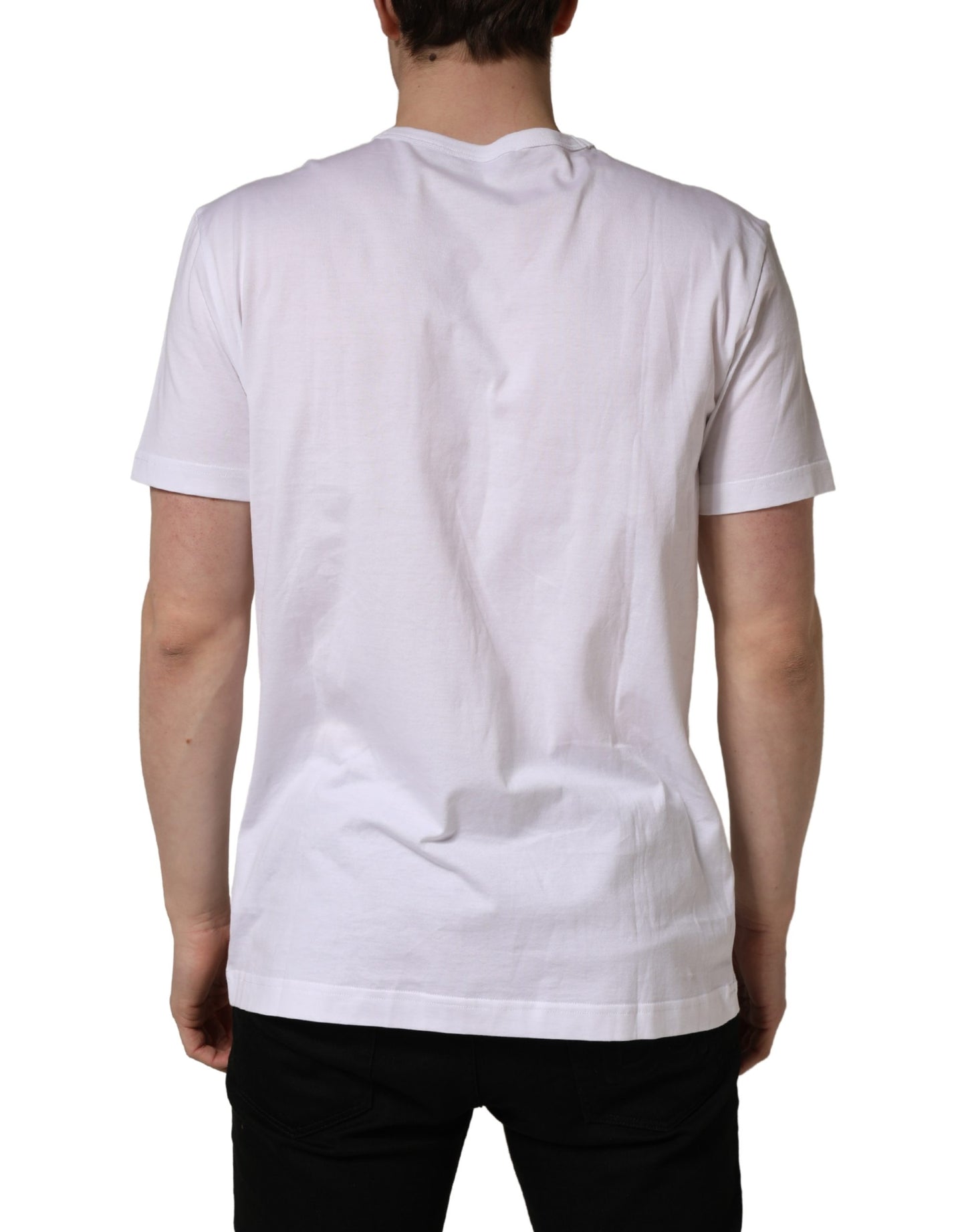 Dolce & Gabbana White DG Leaf Embroidery Crew Neck T-shirt