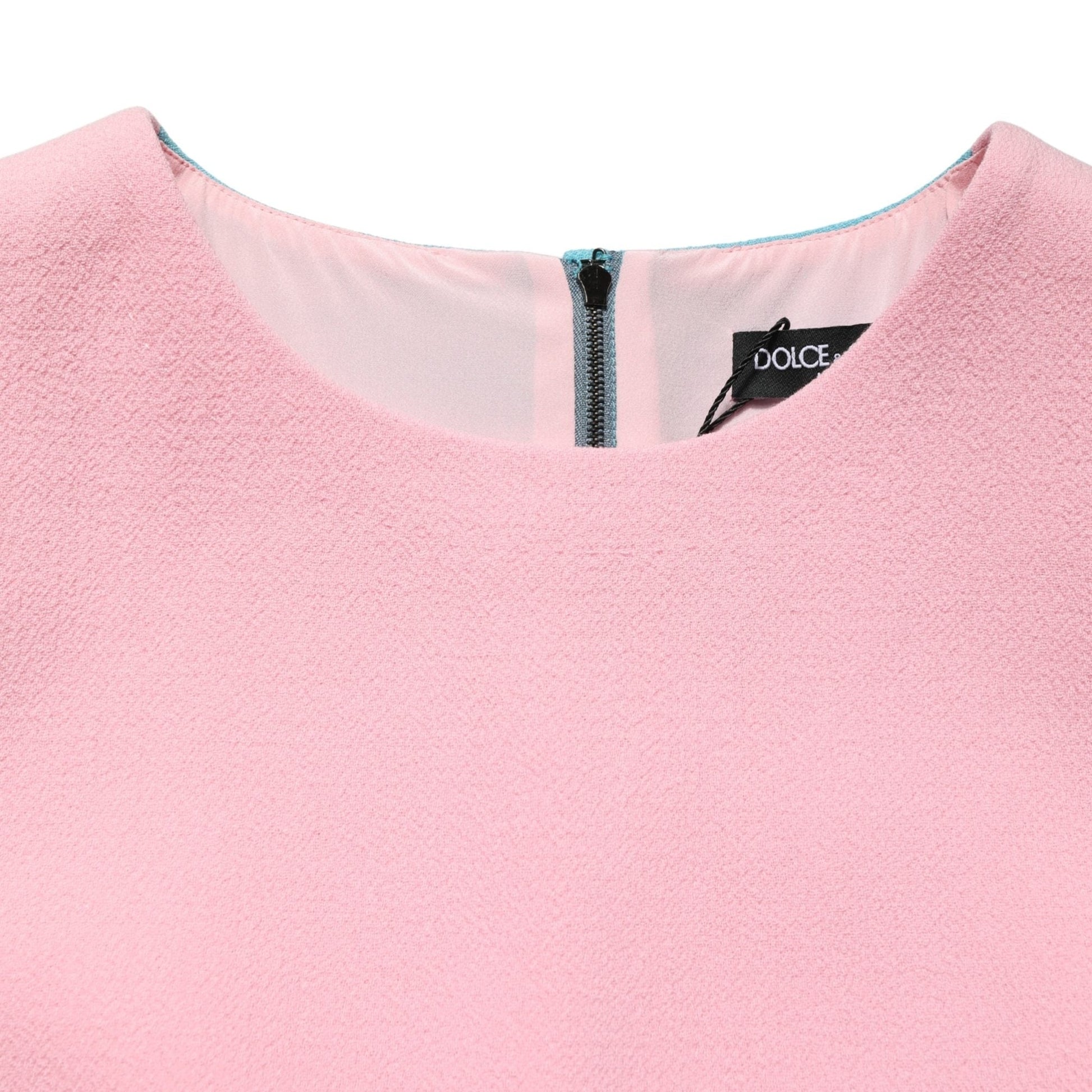 Dolce & Gabbana Pink Blue Wool Sleeveless Shift Mini Dress