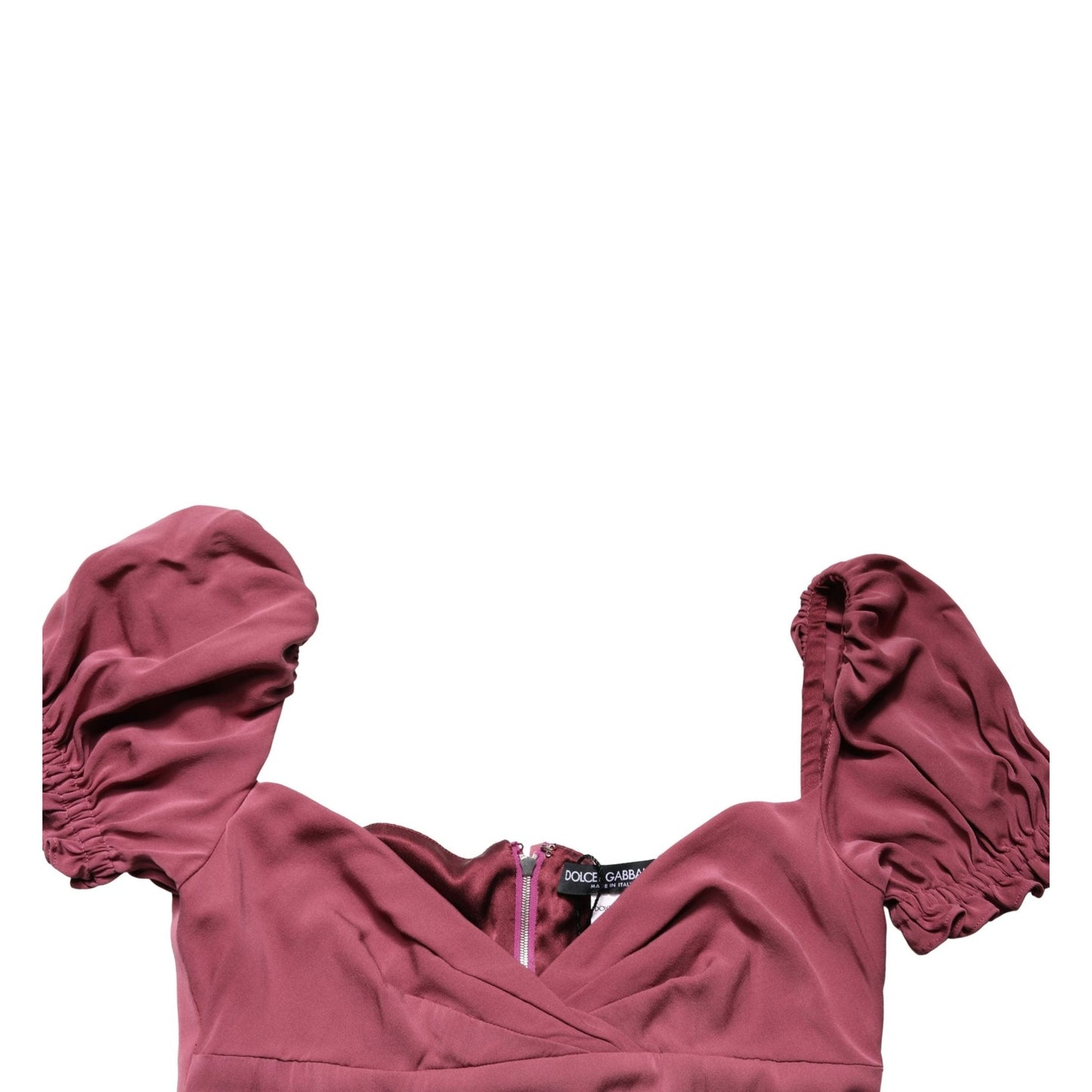 Dolce & Gabbana Maroon Silk Sweetheart Sheath Midi Dress
