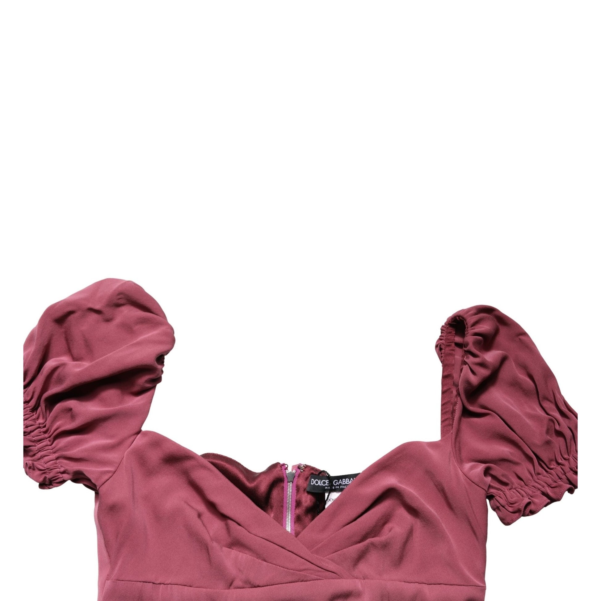 Dolce & Gabbana Maroon Silk Sweetheart Sheath Midi Dress
