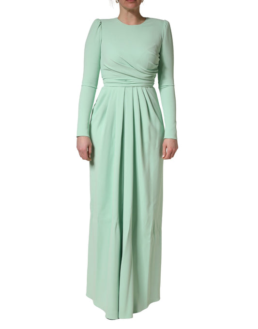 Dolce & Gabbana Green Viscose Long Sleeves Long Gown Dress Dolce & Gabbana