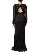 Dolce & Gabbana Black Floral Lace Sheath Long Maxi Dress - Eljoys Fashion 