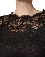 Dolce & Gabbana Black Floral Lace Sheath Long Maxi Dress - Eljoys Fashion 