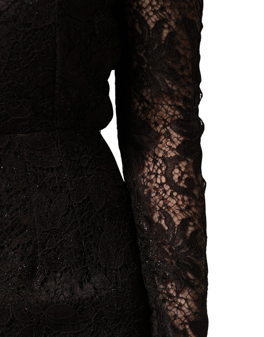 Dolce & Gabbana Black Floral Lace Sheath Long Maxi Dress - Eljoys Fashion 