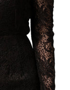 Dolce & Gabbana Black Floral Lace Sheath Long Maxi Dress - Eljoys Fashion 