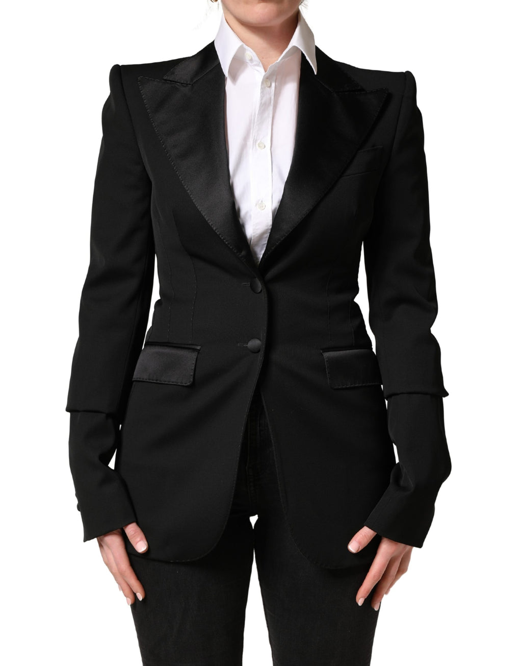 Dolce & Gabbana Black Wool Single Breasted Blazer Jacket - Eljoys Fashion 