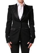 Dolce & Gabbana Black Wool Single Breasted Blazer Jacket - Eljoys Fashion 