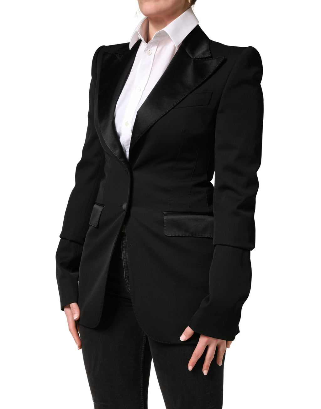 Dolce & Gabbana Black Wool Single Breasted Blazer Jacket - Eljoys Fashion 