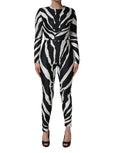 Dolce & Gabbana Black White Polyester Zebra Pattern Jumpsuit - Eljoys Fashion 