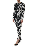Dolce & Gabbana Black White Polyester Zebra Pattern Jumpsuit - Eljoys Fashion 