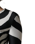Dolce & Gabbana Black White Polyester Zebra Pattern Jumpsuit - Eljoys Fashion 