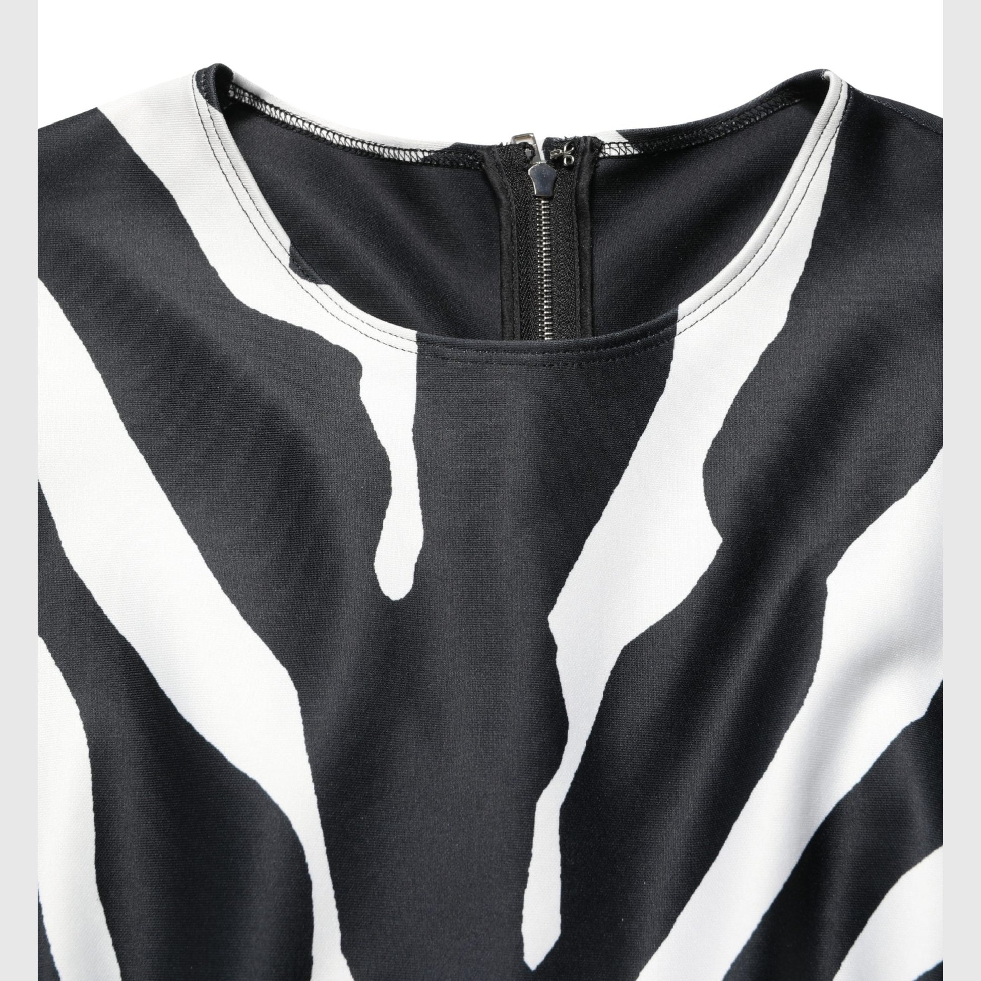Dolce & Gabbana Black White Polyester Zebra Pattern Jumpsuit