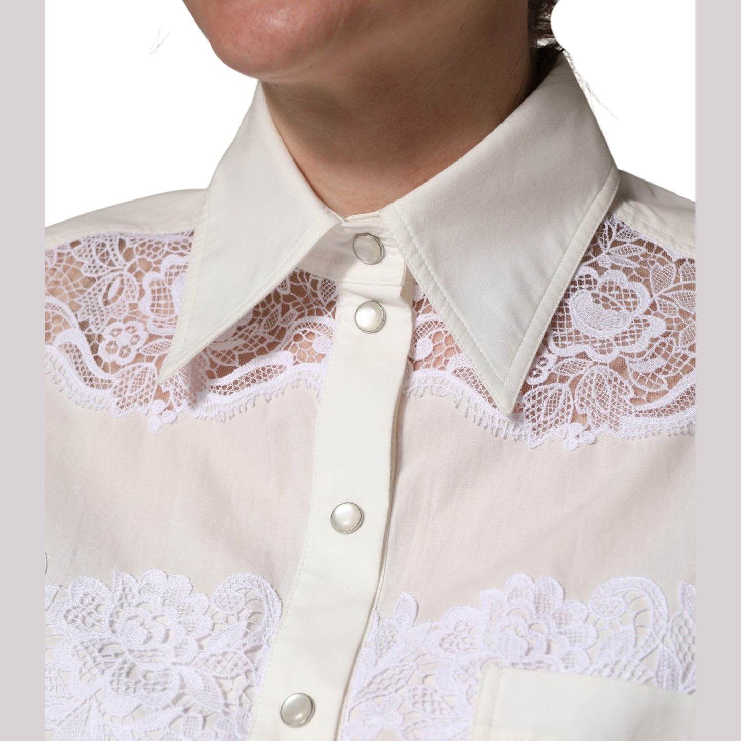 Dolce & Gabbana White Cotton Lace Trim Long Sleeves Jumpsuit