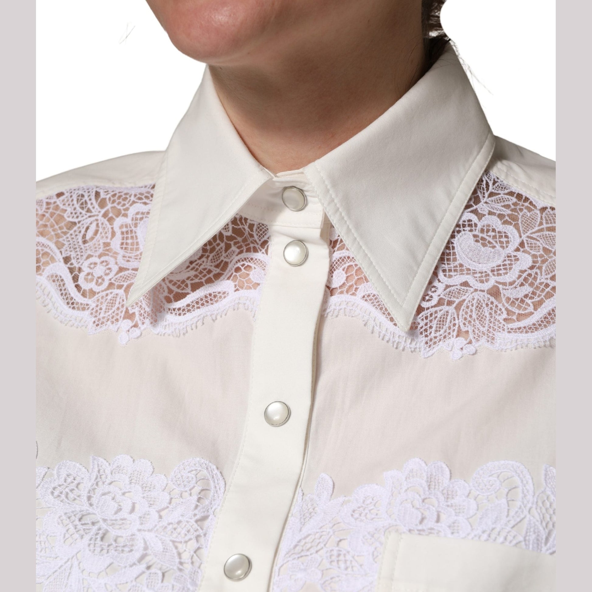 Dolce & Gabbana White Cotton Lace Trim Long Sleeves Jumpsuit