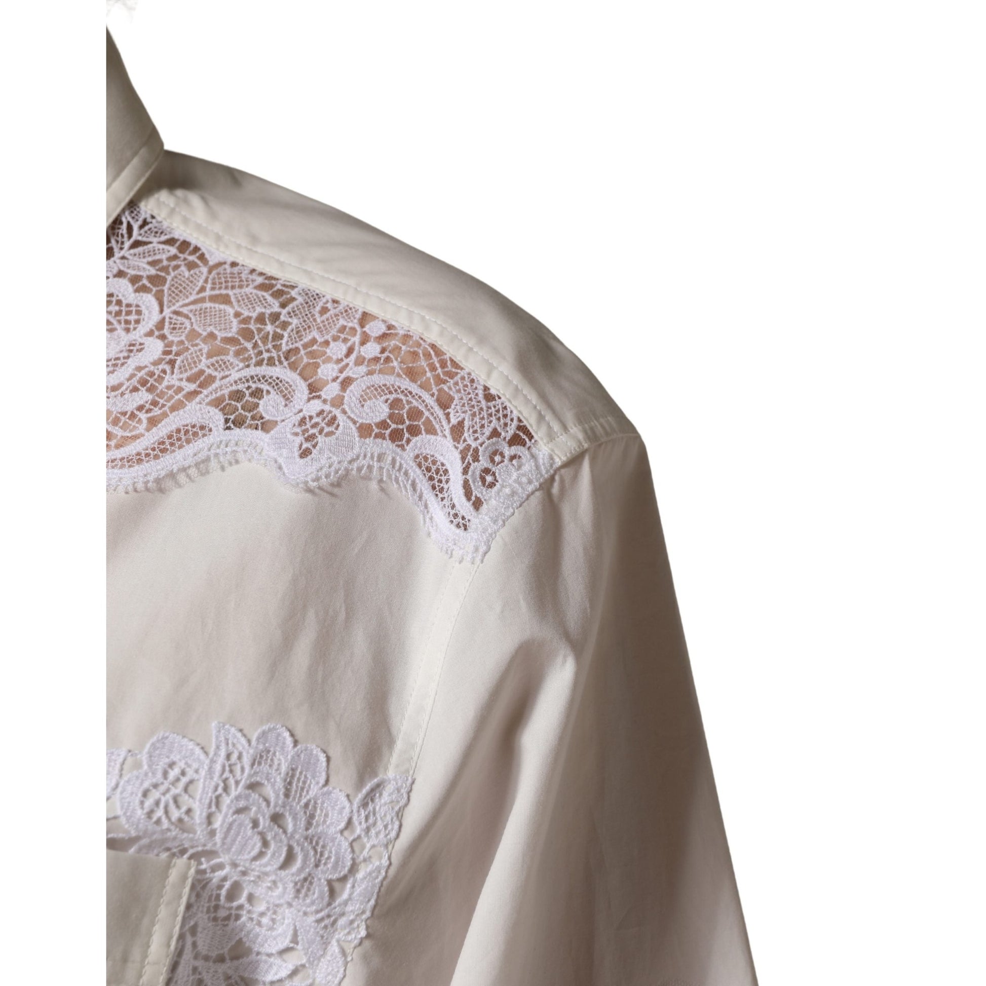 Dolce & Gabbana White Cotton Lace Trim Long Sleeves Jumpsuit