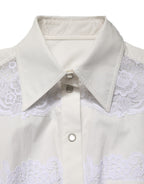 Dolce & Gabbana White Cotton Lace Trim Long Sleeves Jumpsuit