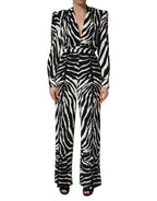 Dolce & Gabbana Black White Viscose Zebra Pattern Jumpsuit - Eljoys Fashion 
