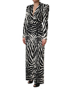 Dolce & Gabbana Black White Viscose Zebra Pattern Jumpsuit - Eljoys Fashion 