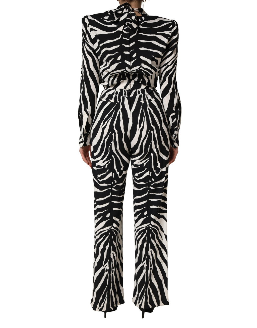Dolce & Gabbana Black White Viscose Zebra Pattern Jumpsuit - Eljoys Fashion 