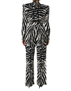 Dolce & Gabbana Black White Viscose Zebra Pattern Jumpsuit - Eljoys Fashion 