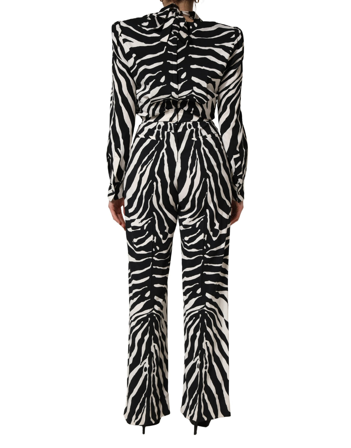 Dolce & Gabbana Black White Viscose Zebra Pattern Jumpsuit - Eljoys Fashion 
