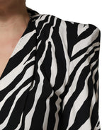 Dolce & Gabbana Black White Viscose Zebra Pattern Jumpsuit - Eljoys Fashion 