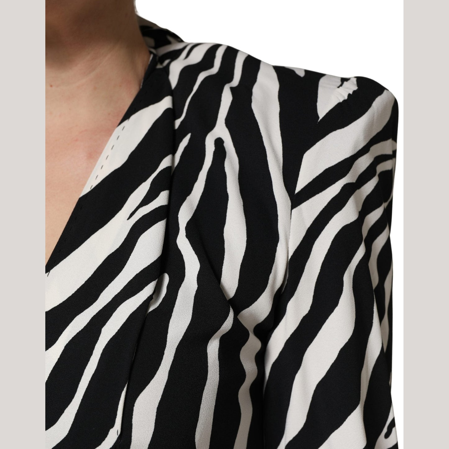 Dolce & Gabbana Black White Viscose Zebra Pattern Jumpsuit