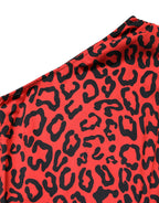 Dolce & Gabbana black and red nylon leopard pattern jumpsuit with long sleeves and fitted silhouette.