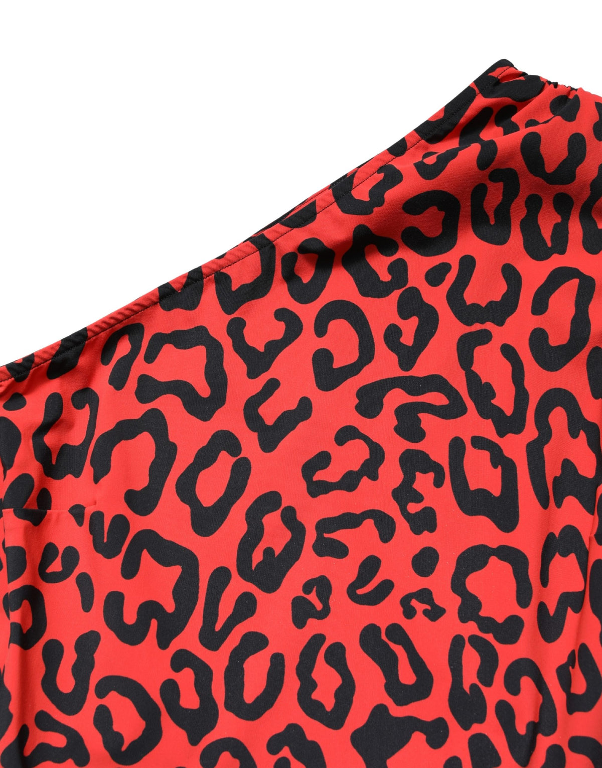 Dolce & Gabbana black and red nylon leopard pattern jumpsuit with long sleeves and fitted silhouette.