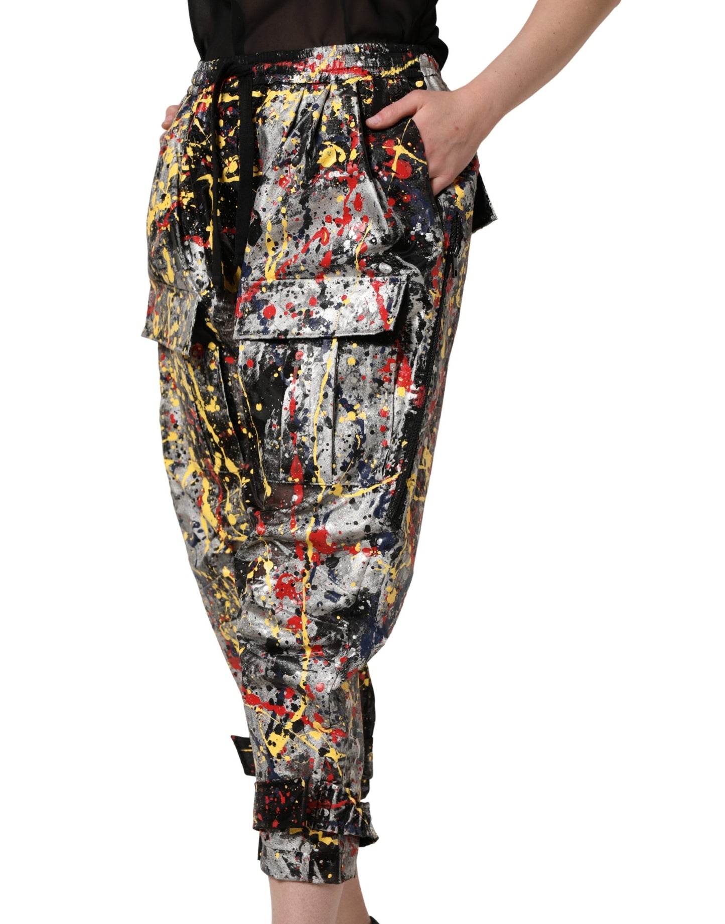 Dolce & Gabbana Black ColorSplash Effect Cargo Cropped Pants Dolce & Gabbana