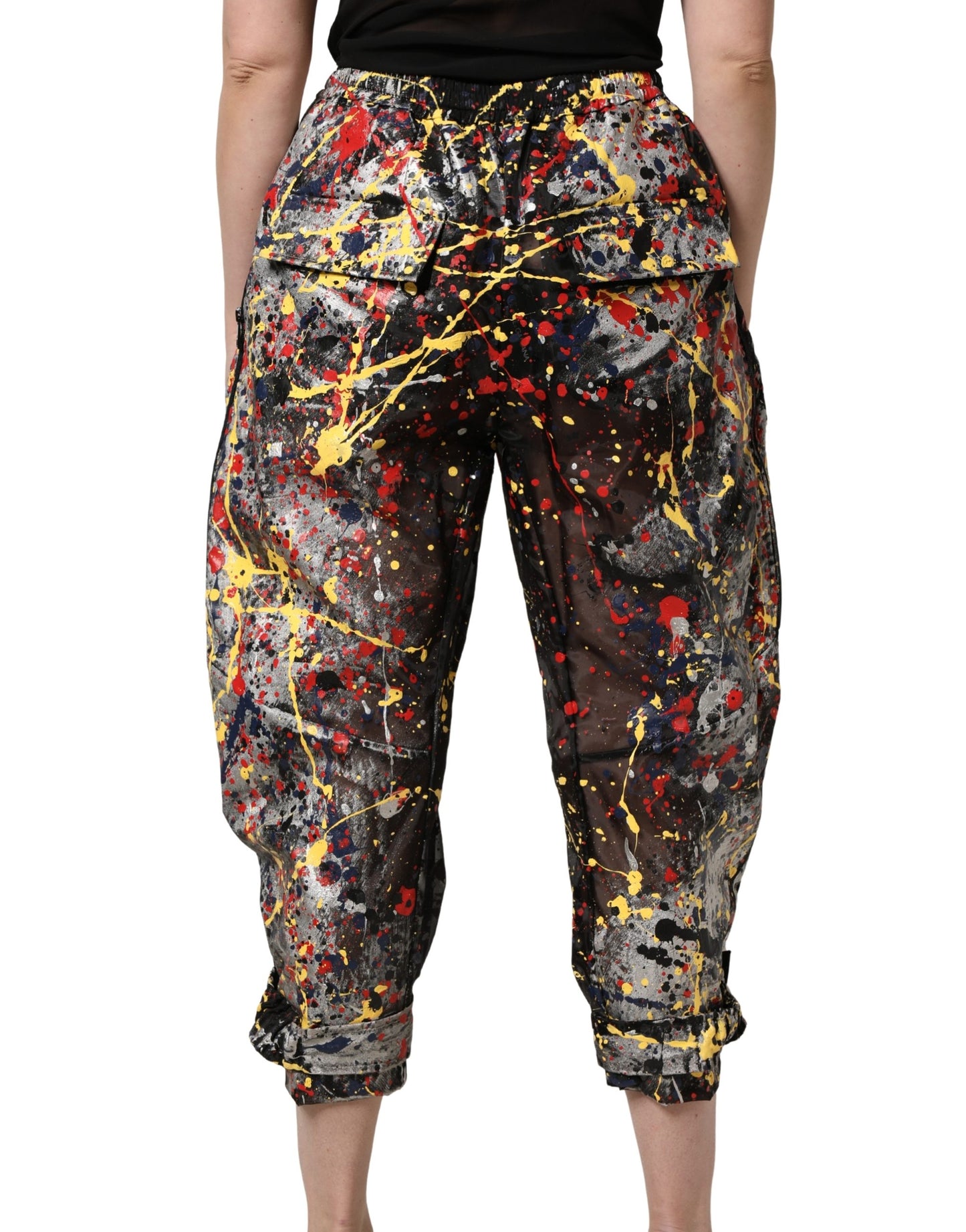 Dolce & Gabbana Black ColorSplash Effect Cargo Cropped Pants Dolce & Gabbana