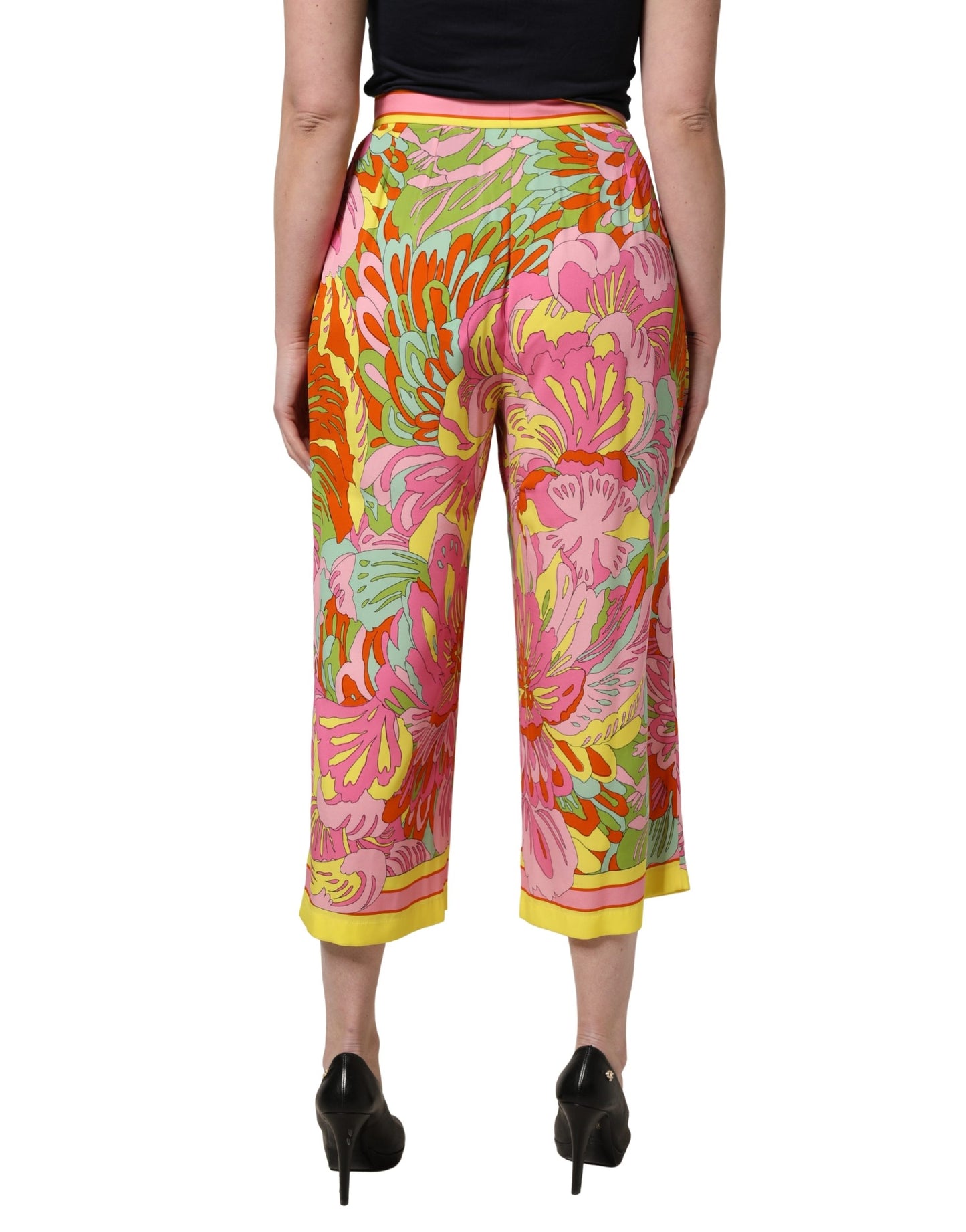 Dolce & Gabbana Multicolor FloralPrint Cropped Trouser Pants Dolce & Gabbana