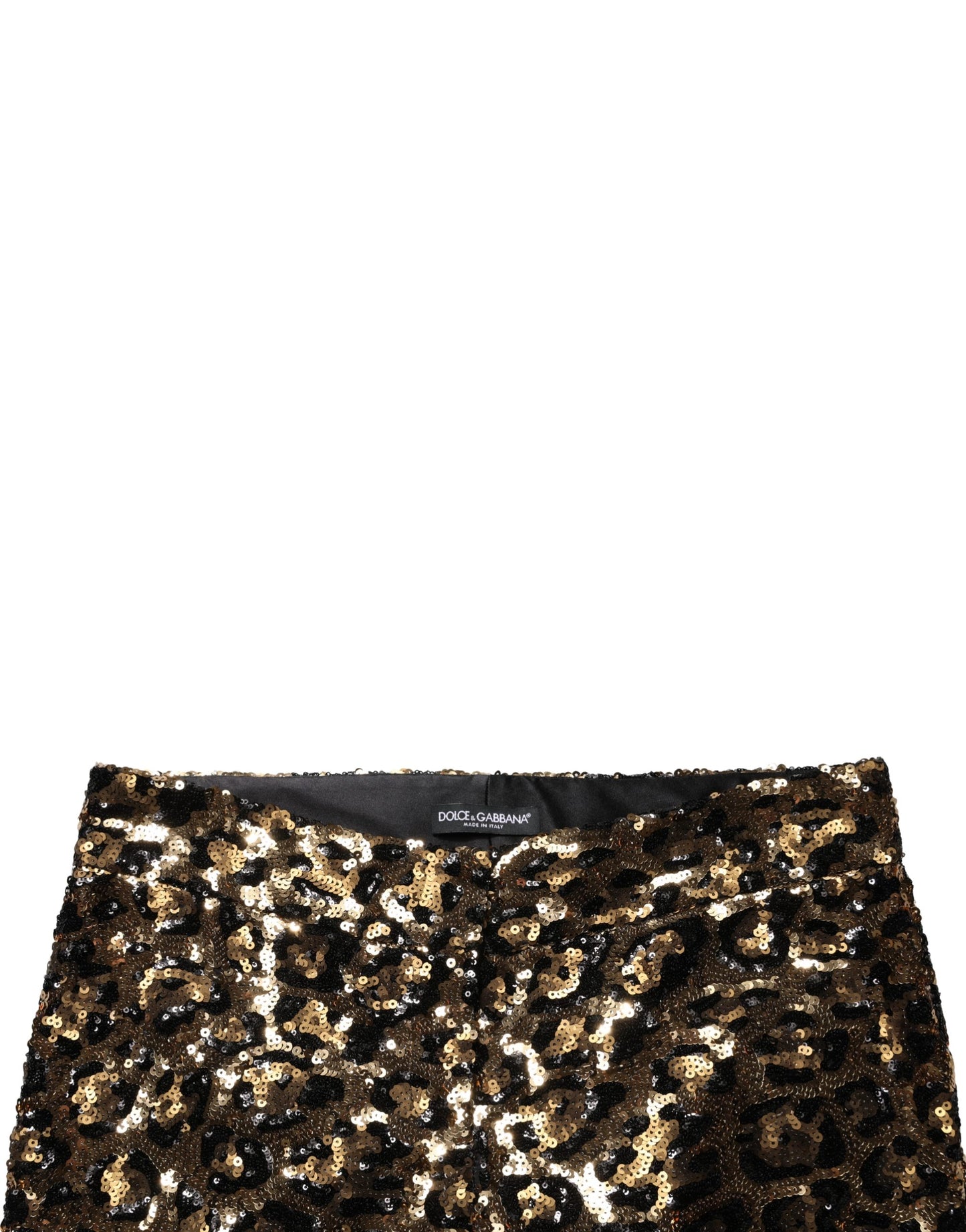 Dolce & Gabbana Gold Leopard Sequined Straight Trouser Pants Dolce & Gabbana